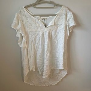 White Top with Flutter Sleeves